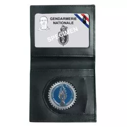 Porte-carte cuir 2 volets format CB et poche Billets Gendarmerie + Médaille 