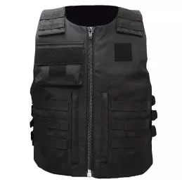 Gilet Pare-Balles Tactique Zip Patrol noire avec Plaque Trauma