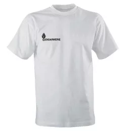 T-shirt Imprimé Gendarmerie Blanc (Marquage Noir)