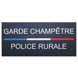 Bande Gomme 3D Garde Champêtre - Police Rurale 13 x 28 cm Liseré Tricolore