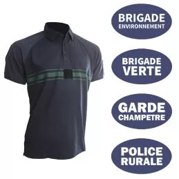 Polo Bandes Vertes MC Bleu Marine bi-tons