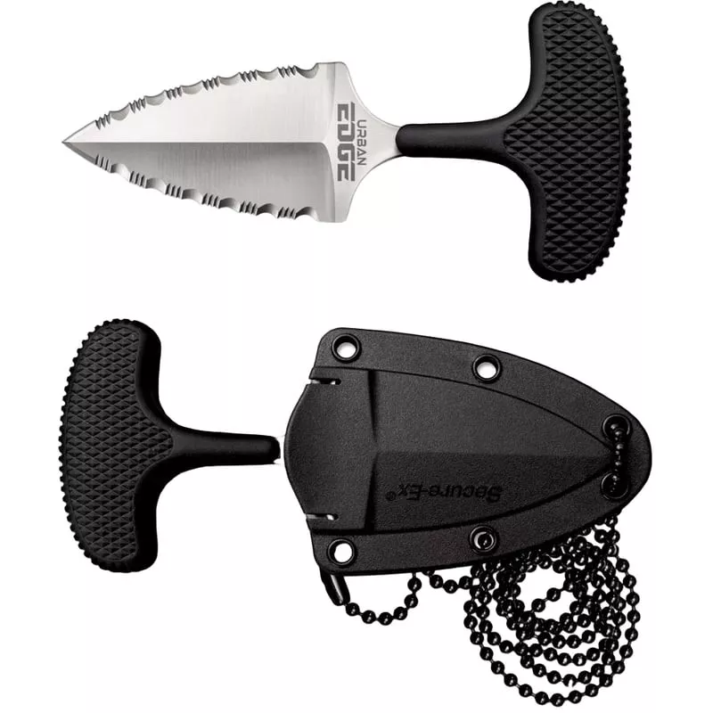 Cold Steel 661594 Urban Edge Push Dagger avec lame en acier inox double dentelée, poignée T texturée