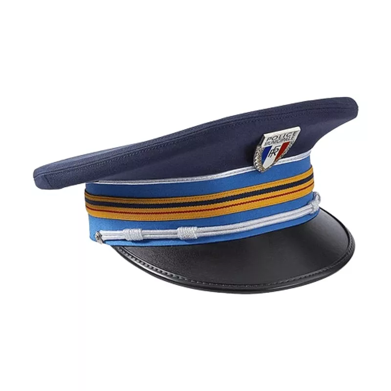 Packshot de la casquette de cérémonie police municipale OROD 1870701 en tissu imperméable bleu marin