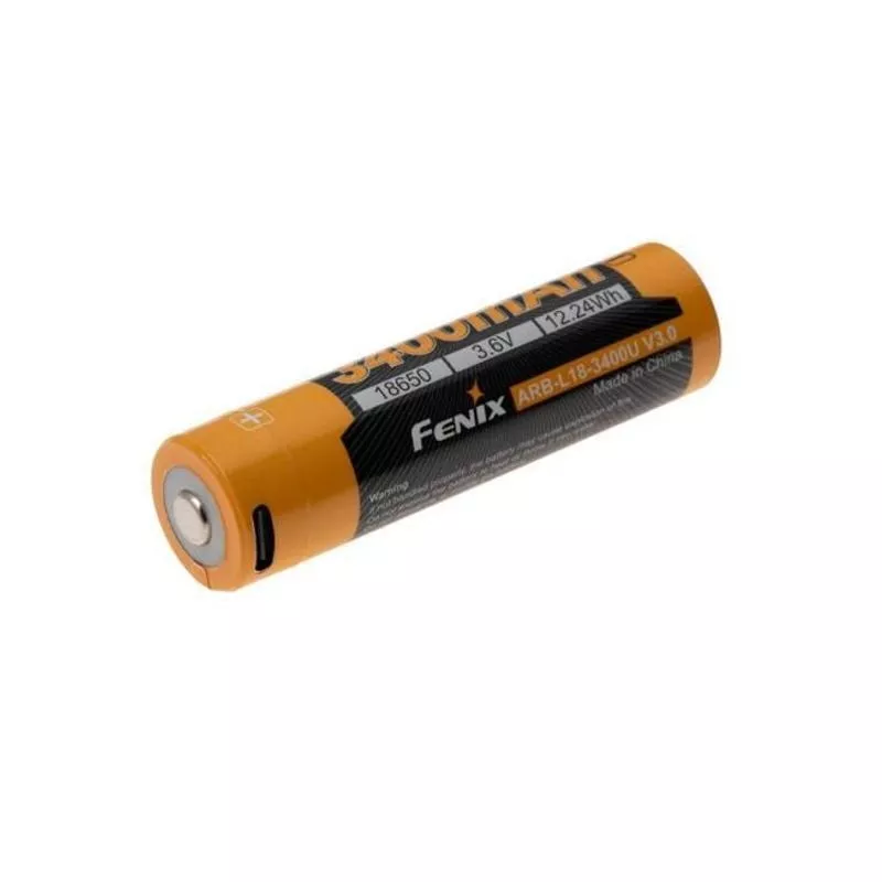 Vue en angle de la batterie Fenix ARB-L18-3400U V3.0 montrant l'étiquette et les détails de capacité