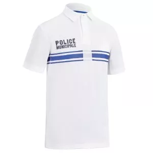 Polo Police Municipale Respirant Col Zippé Equipol Blanc
