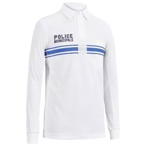 Polo Police Municipale Respirant ML Col Zippé Equipol Blanc