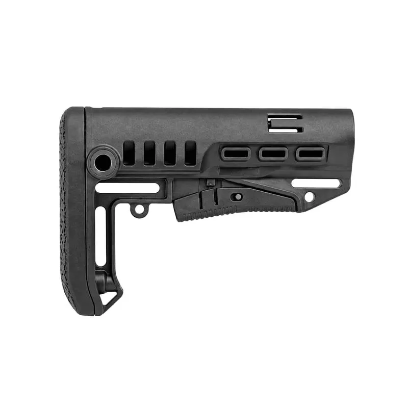 Crosse télescopique compacte DLG Tactical Commercial Spec, noire, vue de gauche sur fond blanc