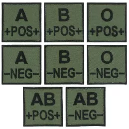 Insigne de Groupe Sanguin brodé Kaki