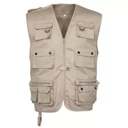Gilet Reporter multi-poches Beige