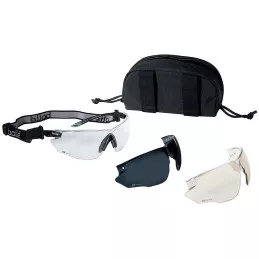 Pack Lunettes Balistiques Combat Bollé Noir écrans Incolore/Fumé/ESP