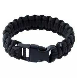 Bracelet de survie Paracorde 550 type III 2,3 cm Noir