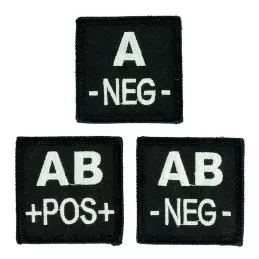Insigne de Groupe Sanguin brodé Noir S.W.A.T.