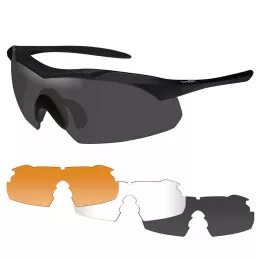 Pack Lunettes Balistiques Vapor WILEY X Noir Mat Incolore/Ambré/Fumé