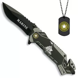 Couteau tactique "Marine" + plaque modèle 19434 Albainox